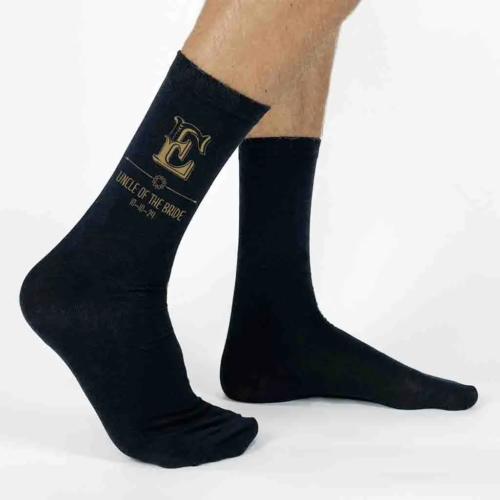 Steampunk Design Monogrammed Wedding Party Socks