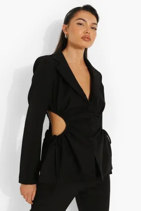 Tailored Ruched Open Waist Blazer