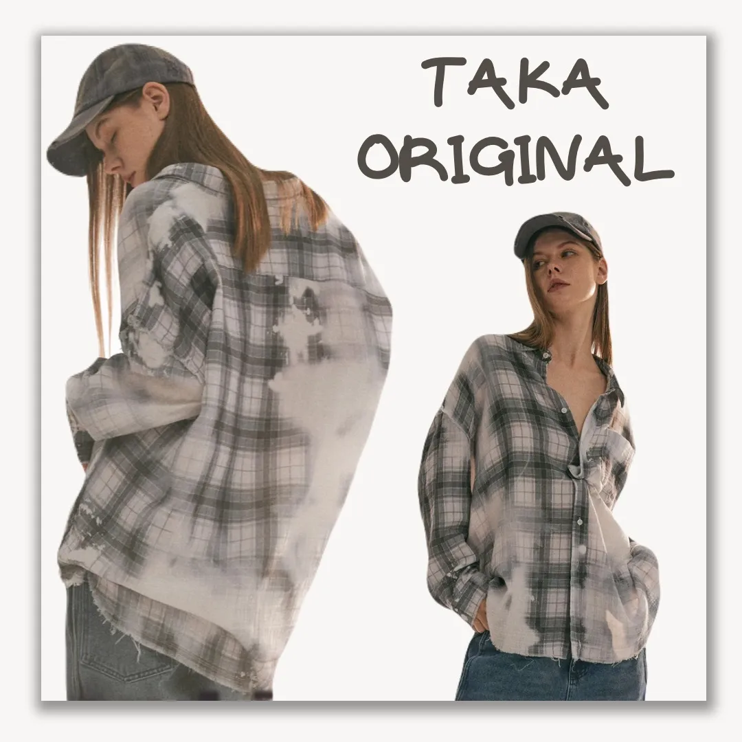 TAKA ORIGINAL  |Tartan Unisex Street Style Long Sleeves Shirts