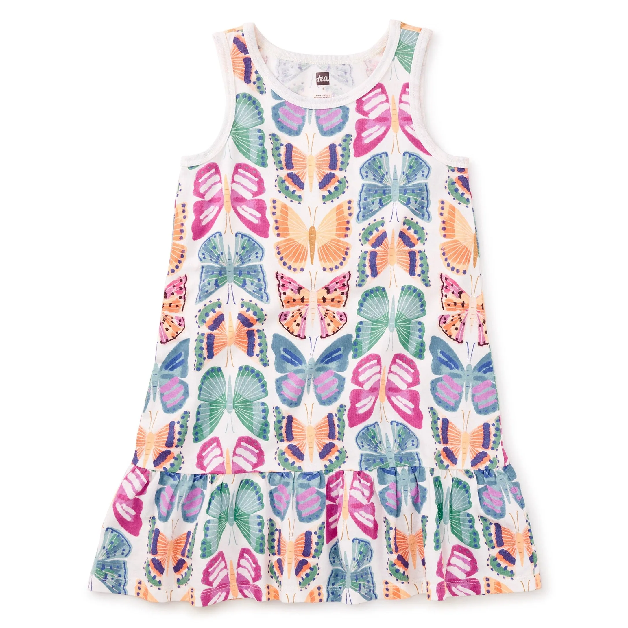 Tea Collection Mariposas Pintadas Ruffle Hem Tank Dress