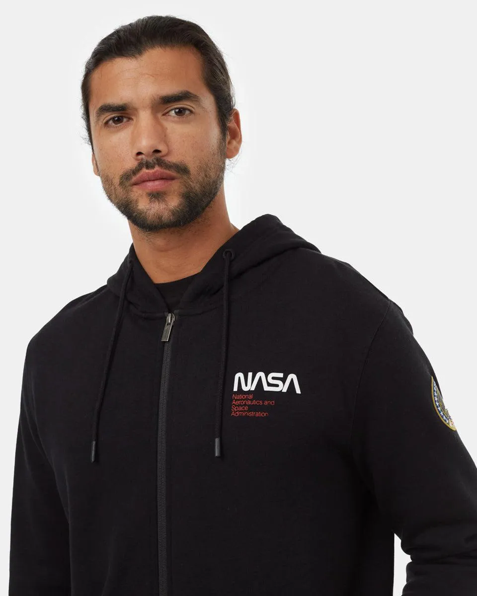 Tentree Shuttle Patch Zip Hoodie In Meteorite Black/ Bright White