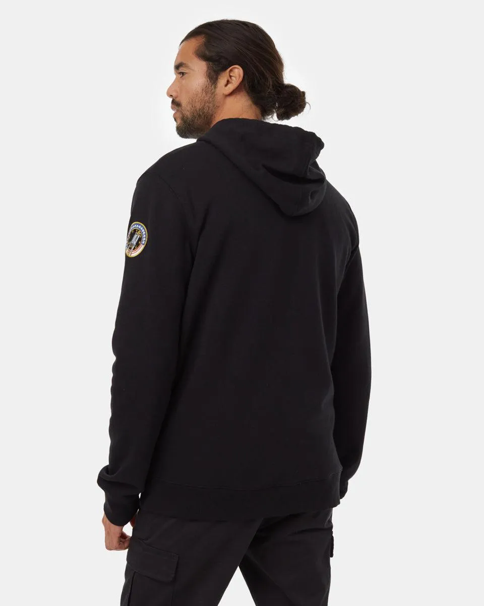 Tentree Shuttle Patch Zip Hoodie In Meteorite Black/ Bright White