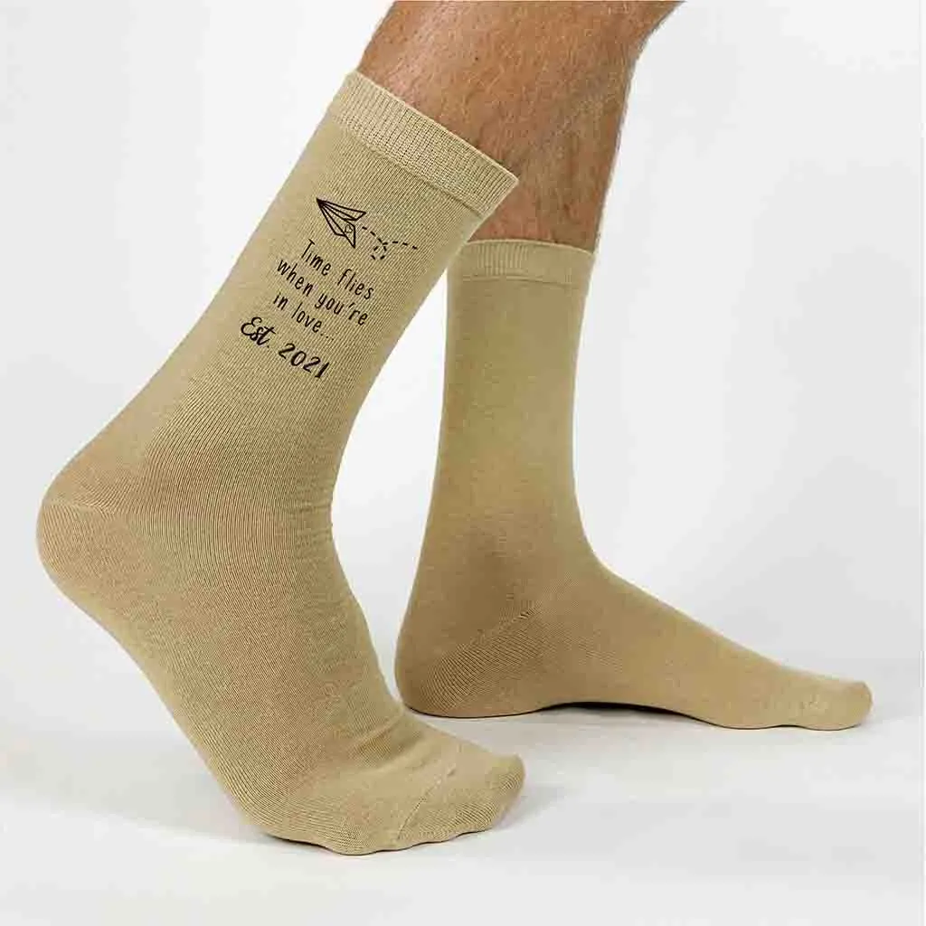 Time Flies - 2nd Anniversary Cotton Socks for Him