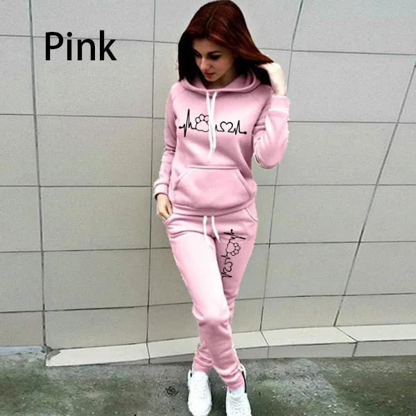 Two Piece Set Women Hoodies and Pants Female