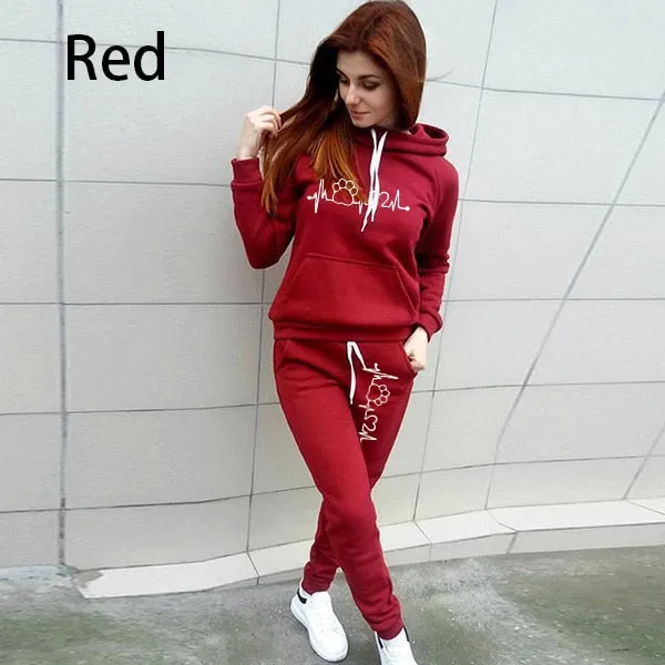 Two Piece Set Women Hoodies and Pants Female