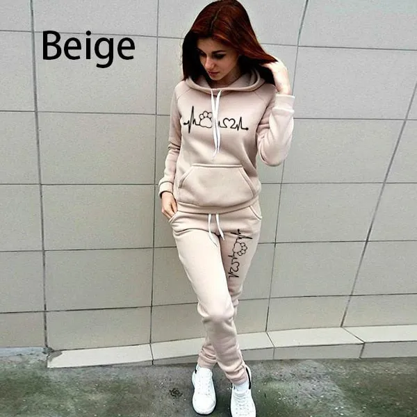 Two Piece Set Women Hoodies and Pants Female