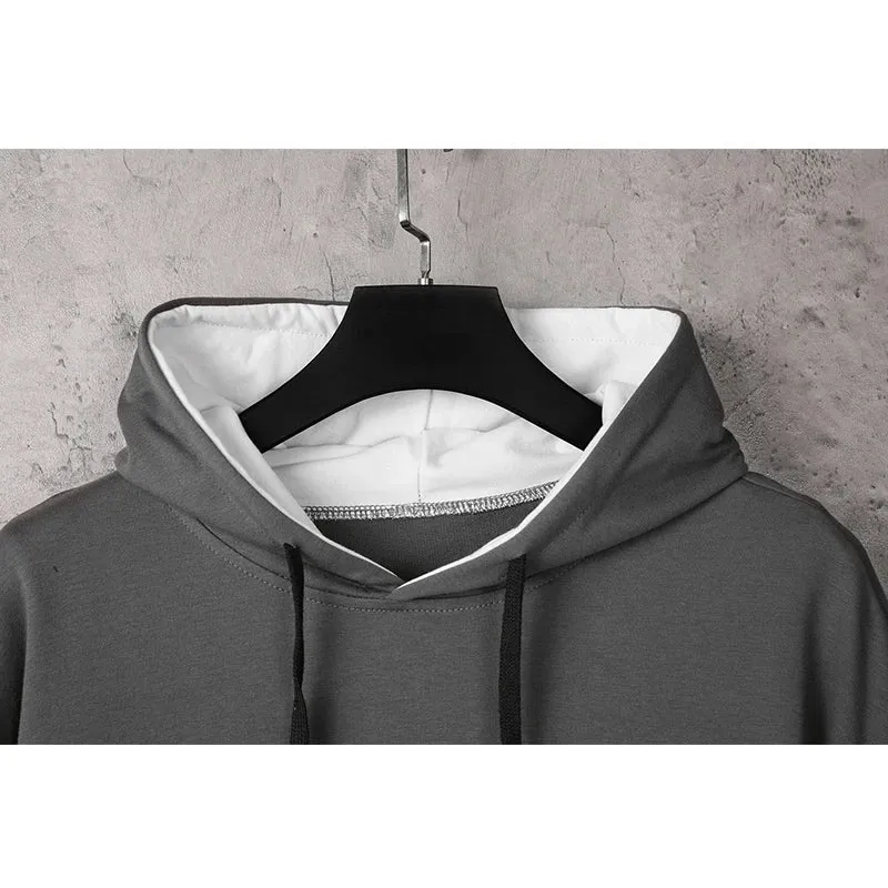 Two Tone Double Layer Style Ripped Hoodie