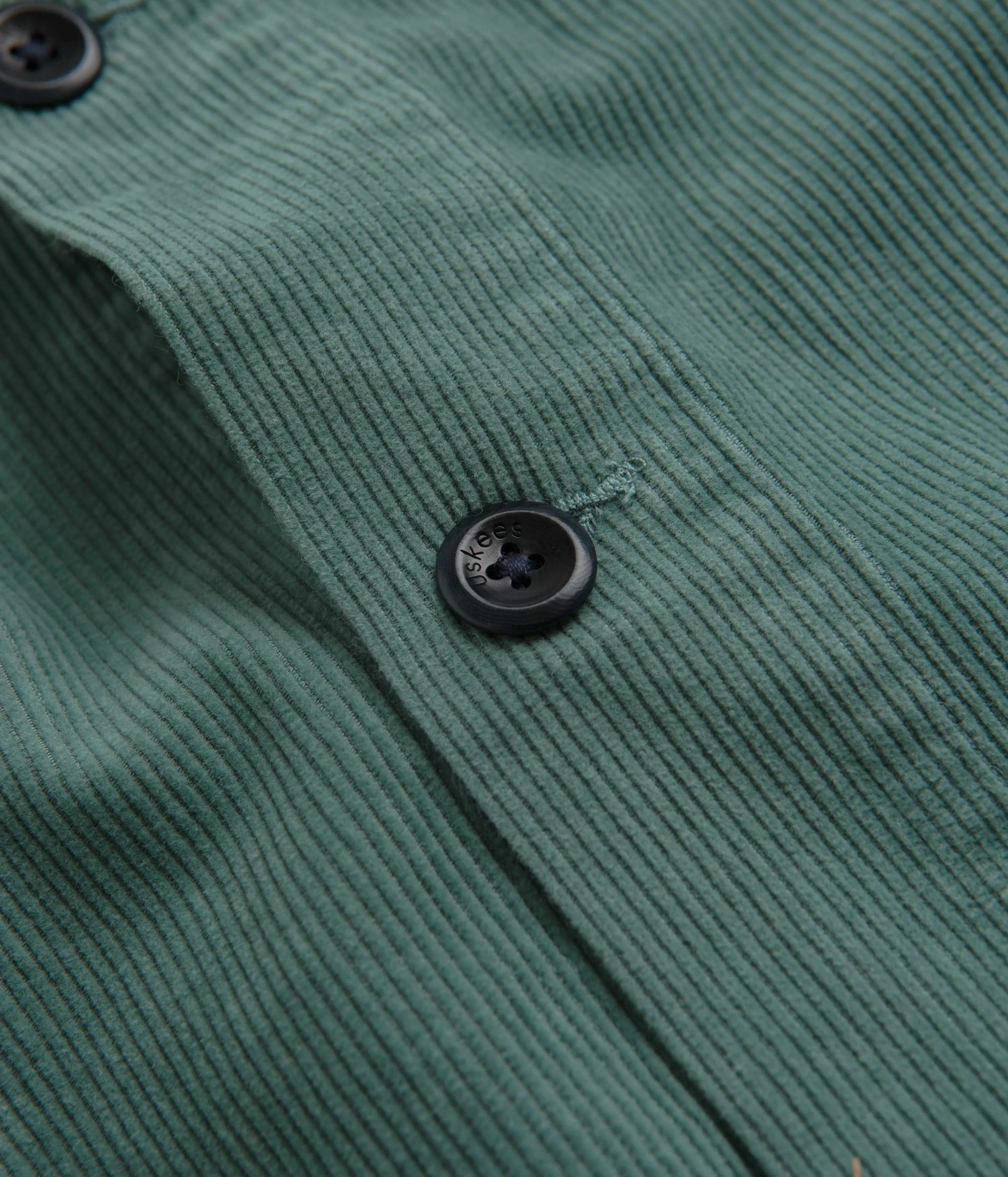 Uskees 3001 Cord Buttoned Overshirt - Eucalyptus