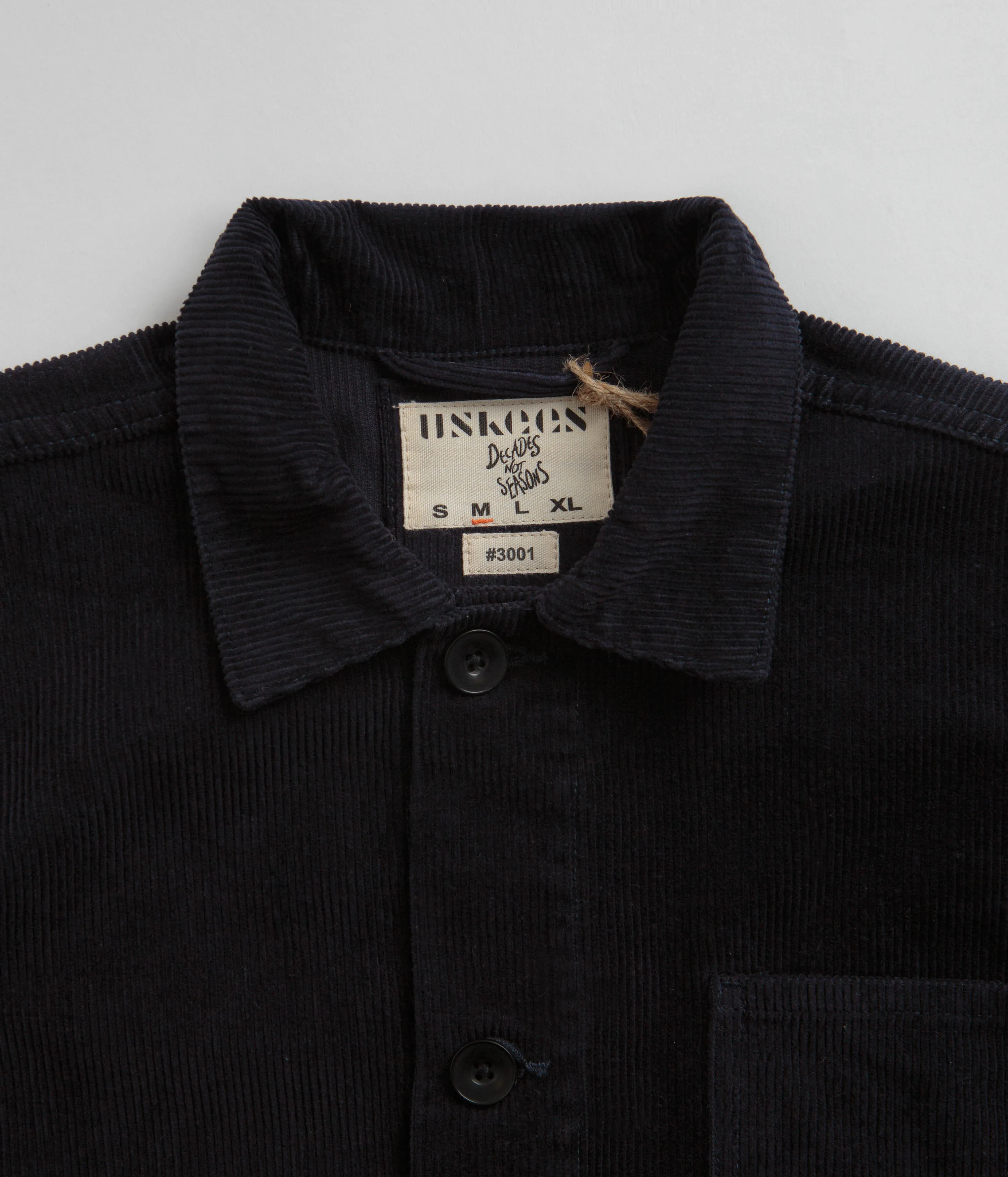 Uskees 3001 Cord Buttoned Overshirt - Midnight Blue