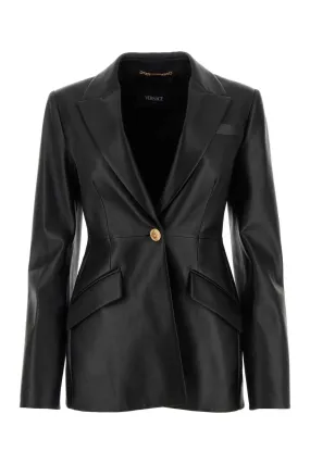 Versace Black Leather Blazer