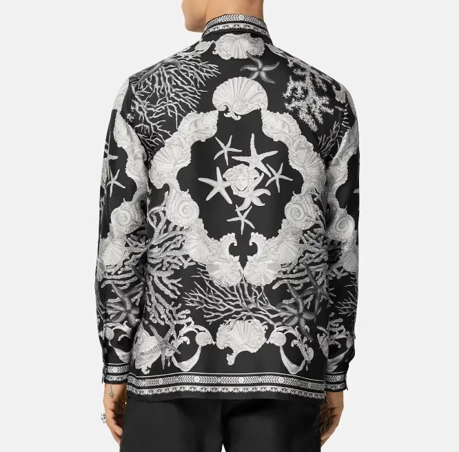 VERSACE  |Flower Patterns Silk Long Sleeves Logo Luxury Shirts