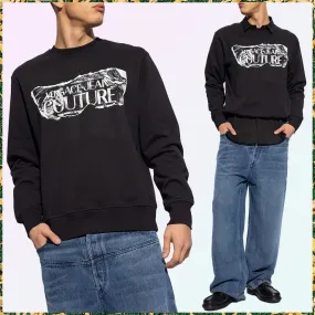 VERSACE JEANS  |Crew Neck Cotton Logo Sweatshirts