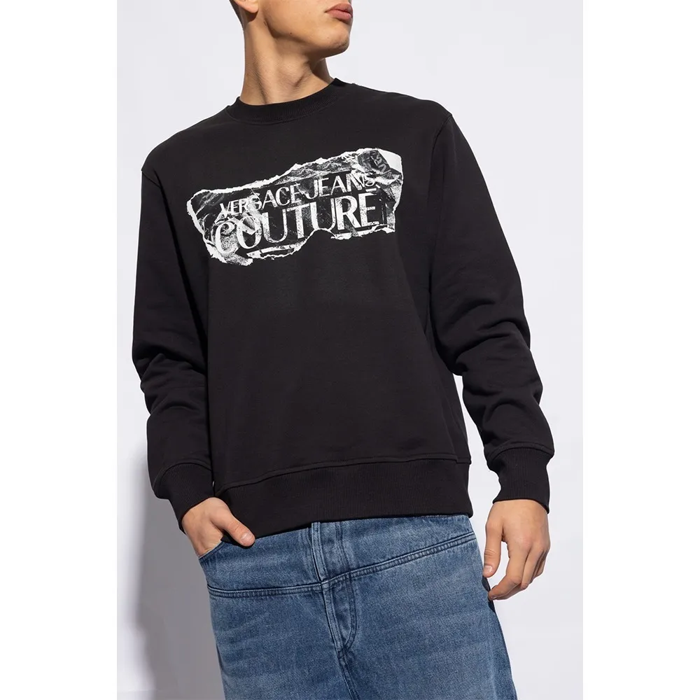 VERSACE JEANS  |Crew Neck Cotton Logo Sweatshirts