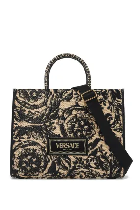 Versace    Versace Medium Athena Barocco Tote Bag In Raff