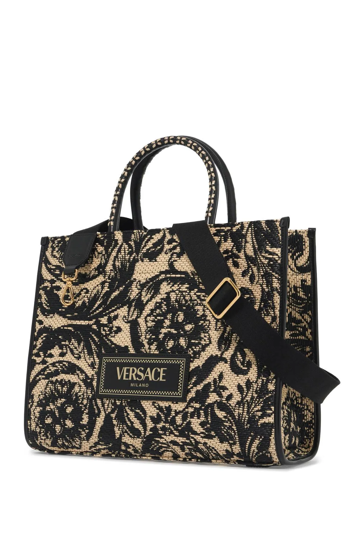 Versace    Versace Medium Athena Barocco Tote Bag In Raff