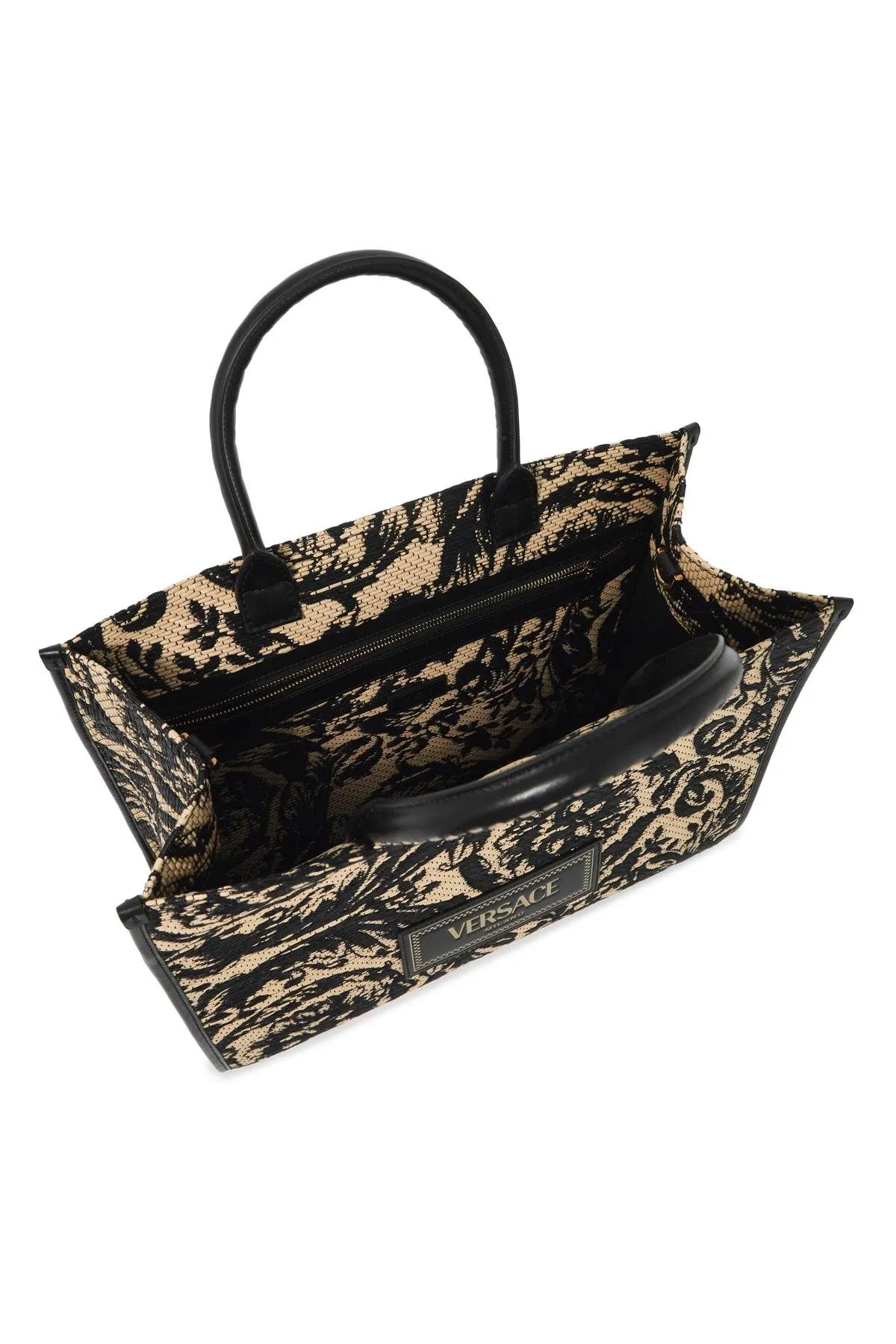 Versace    Versace Medium Athena Barocco Tote Bag In Raff