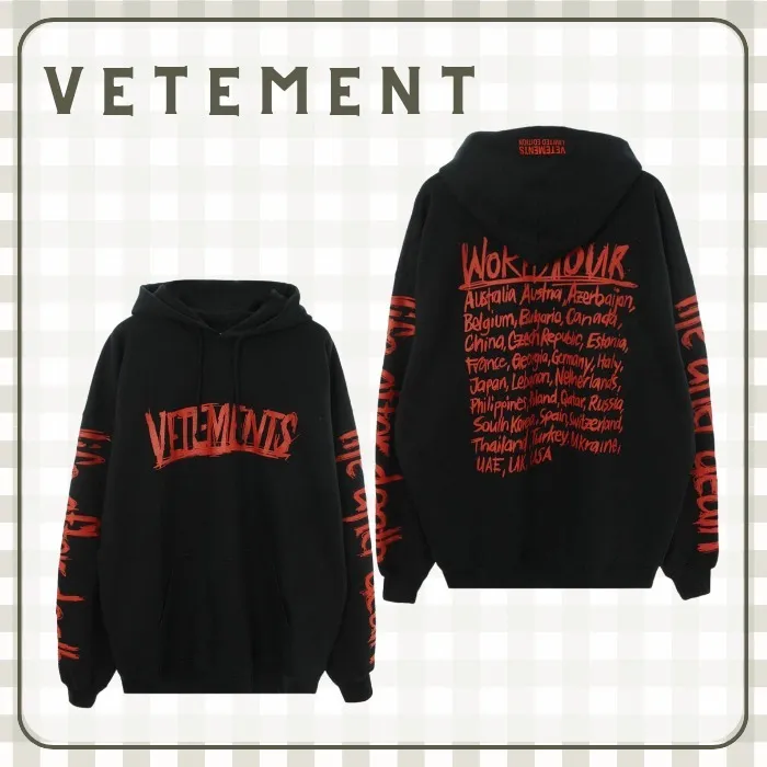 VETEMENTS  |Pullovers Street Style Long Sleeves Plain Hoodies