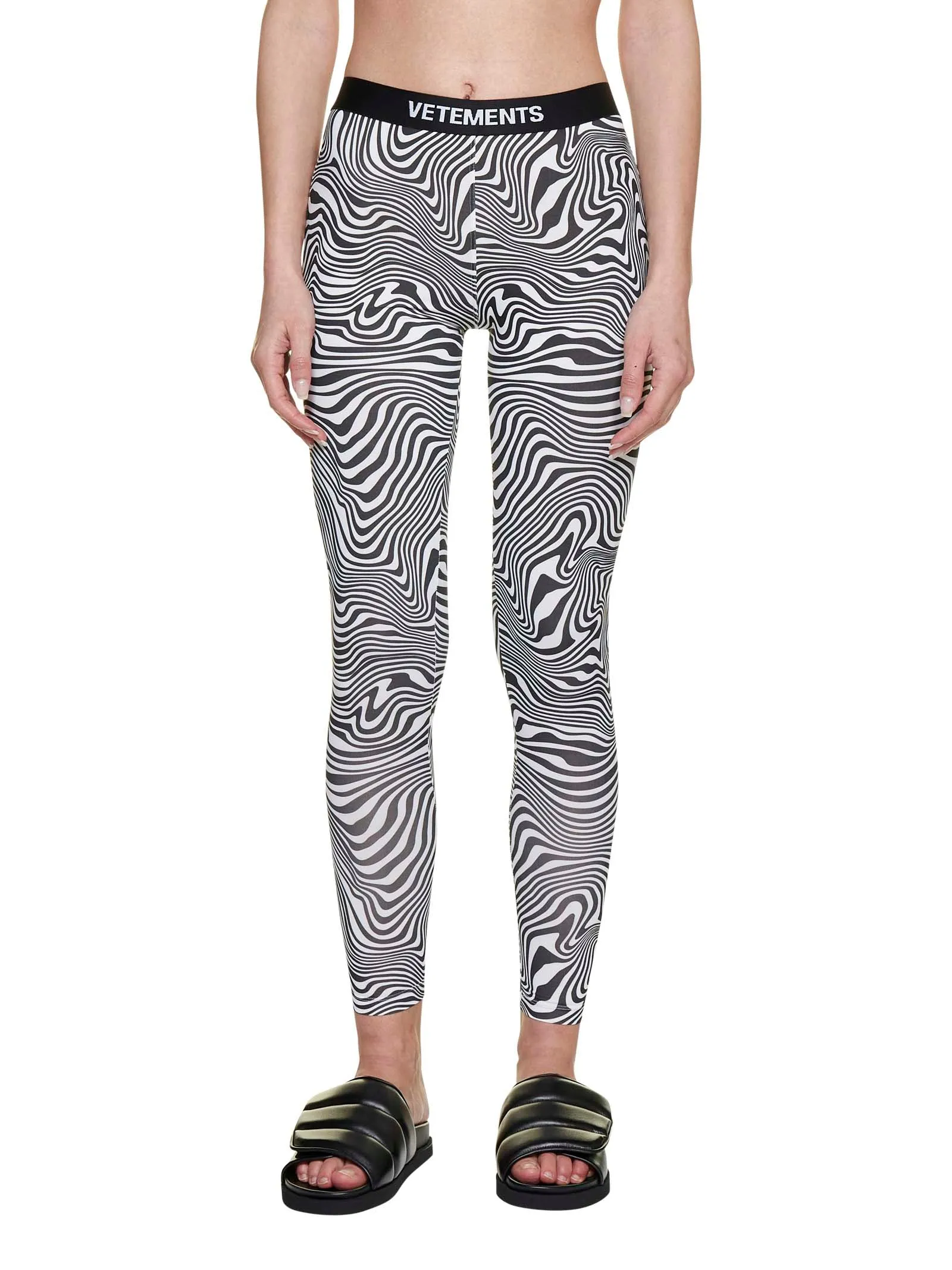 Vetements Zebra Printed Logo Waistband Leggings