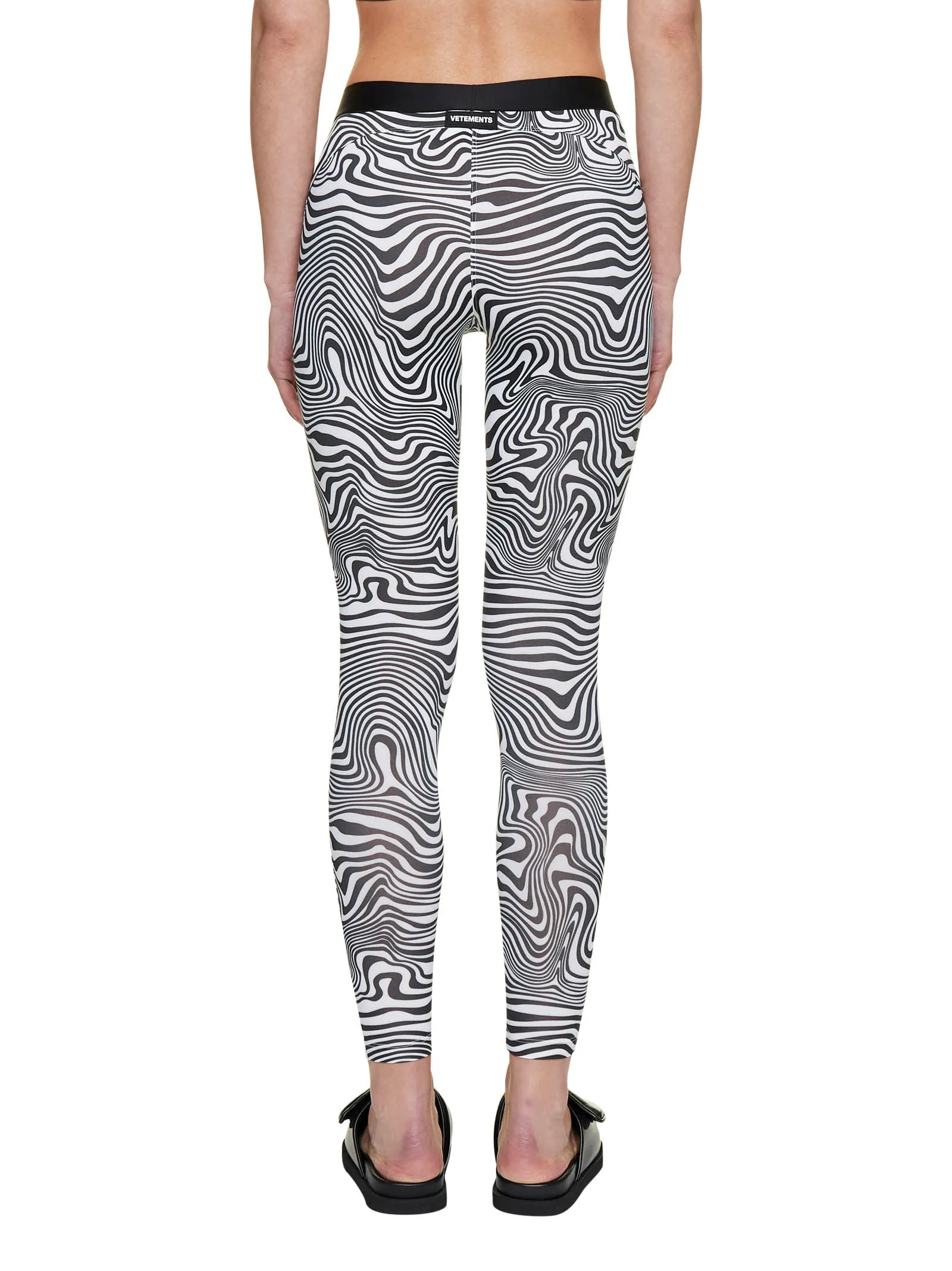 Vetements Zebra Printed Logo Waistband Leggings