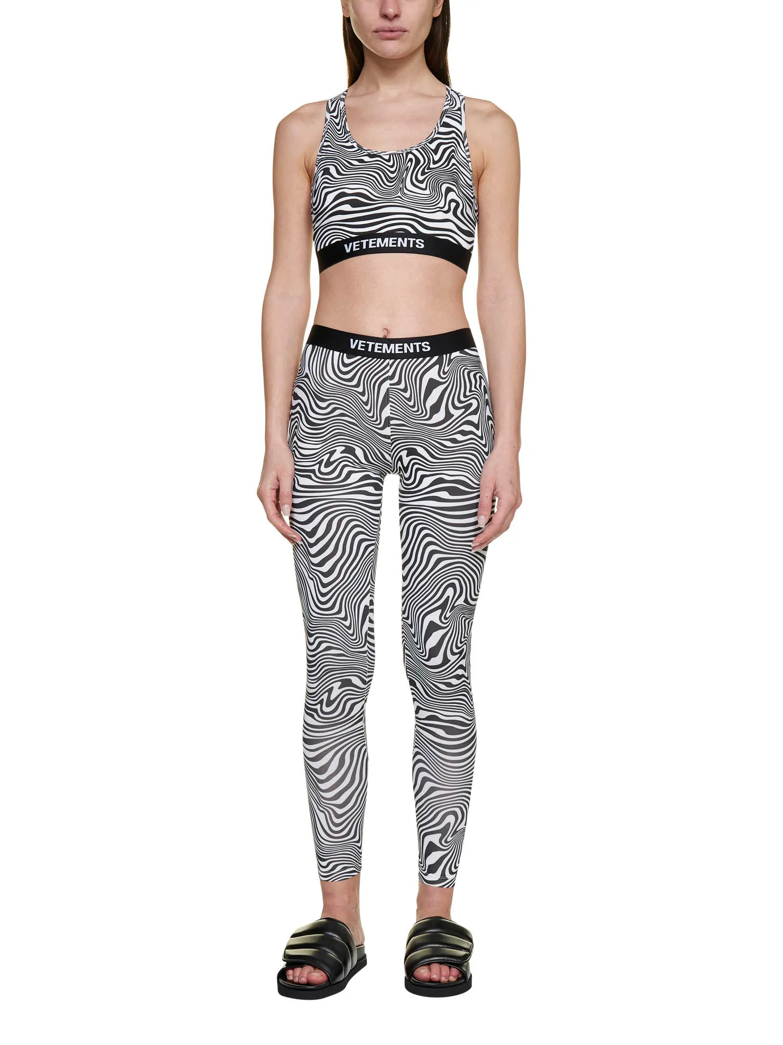 Vetements Zebra Printed Logo Waistband Leggings