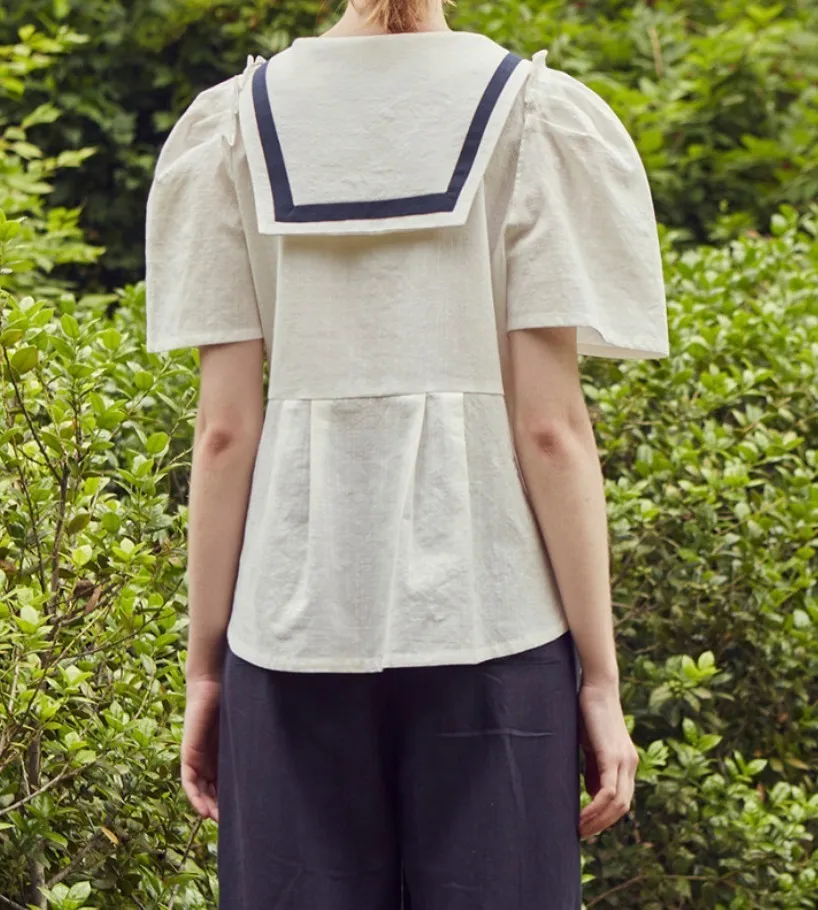 VITAL SIGN  |Casual Style Street Style Cotton Short Sleeves Puff Sleeves