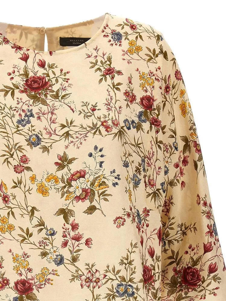 Weekend Max Mara  |Flower Patterns Silk Cropped Shirts & Blouses