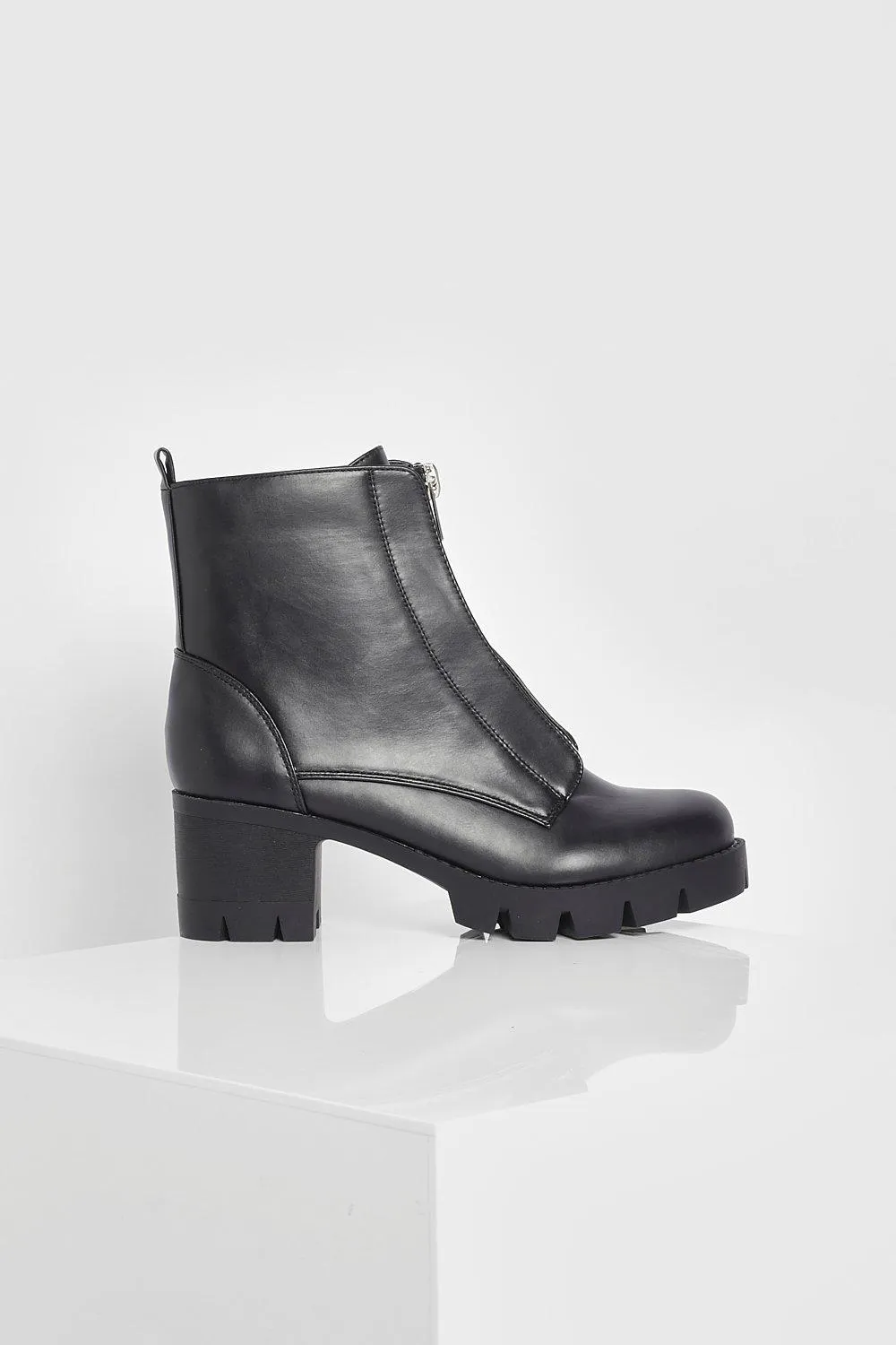 Wide Width Zip Front Chunky Chelsea Boot