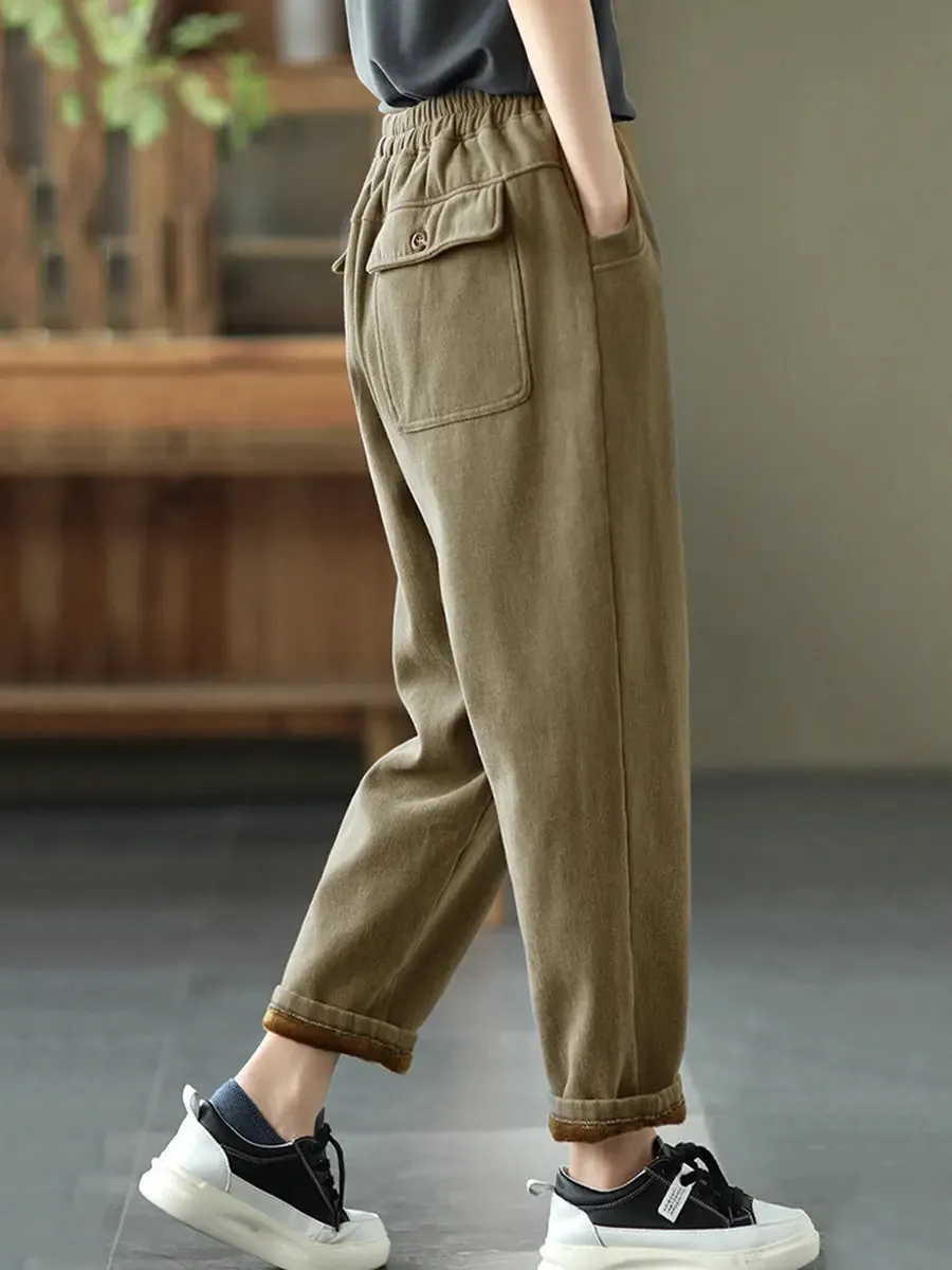 Women Thicken Pure Color Harem Pants