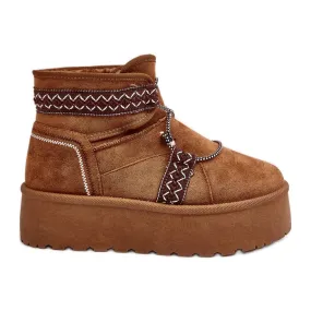 Women's Snow Boots On A Thick Sole With Camel Milson Lacing brown