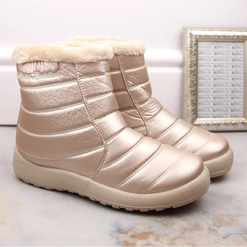 Women's waterproof patent snow boots, beige News 1467