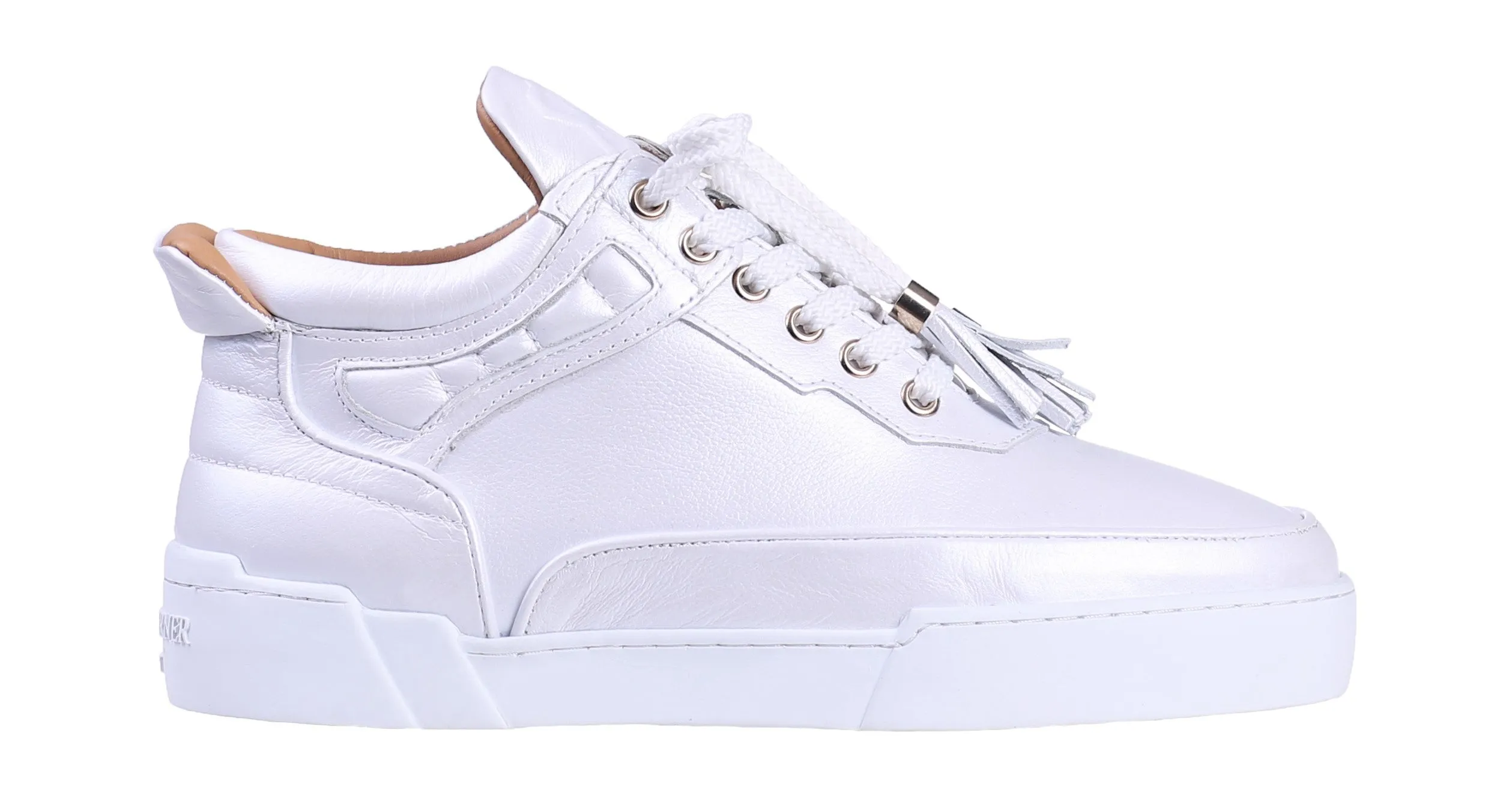 Women's Mid-Top White Silk Finish Nappa