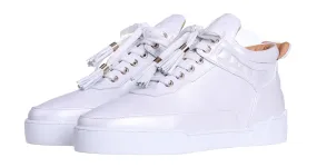 Women's Mid-Top White Silk Finish Nappa