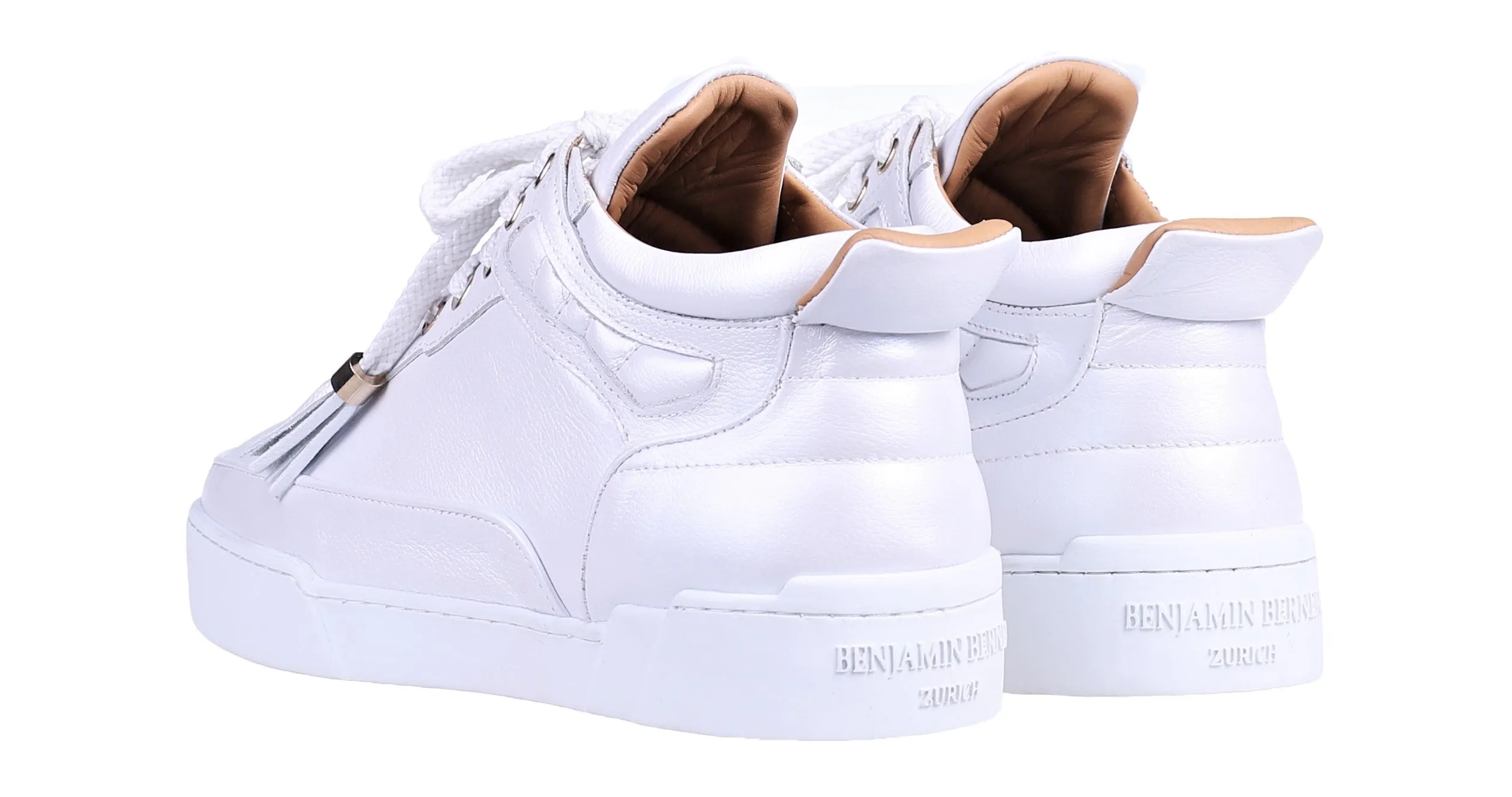 Women's Mid-Top White Silk Finish Nappa