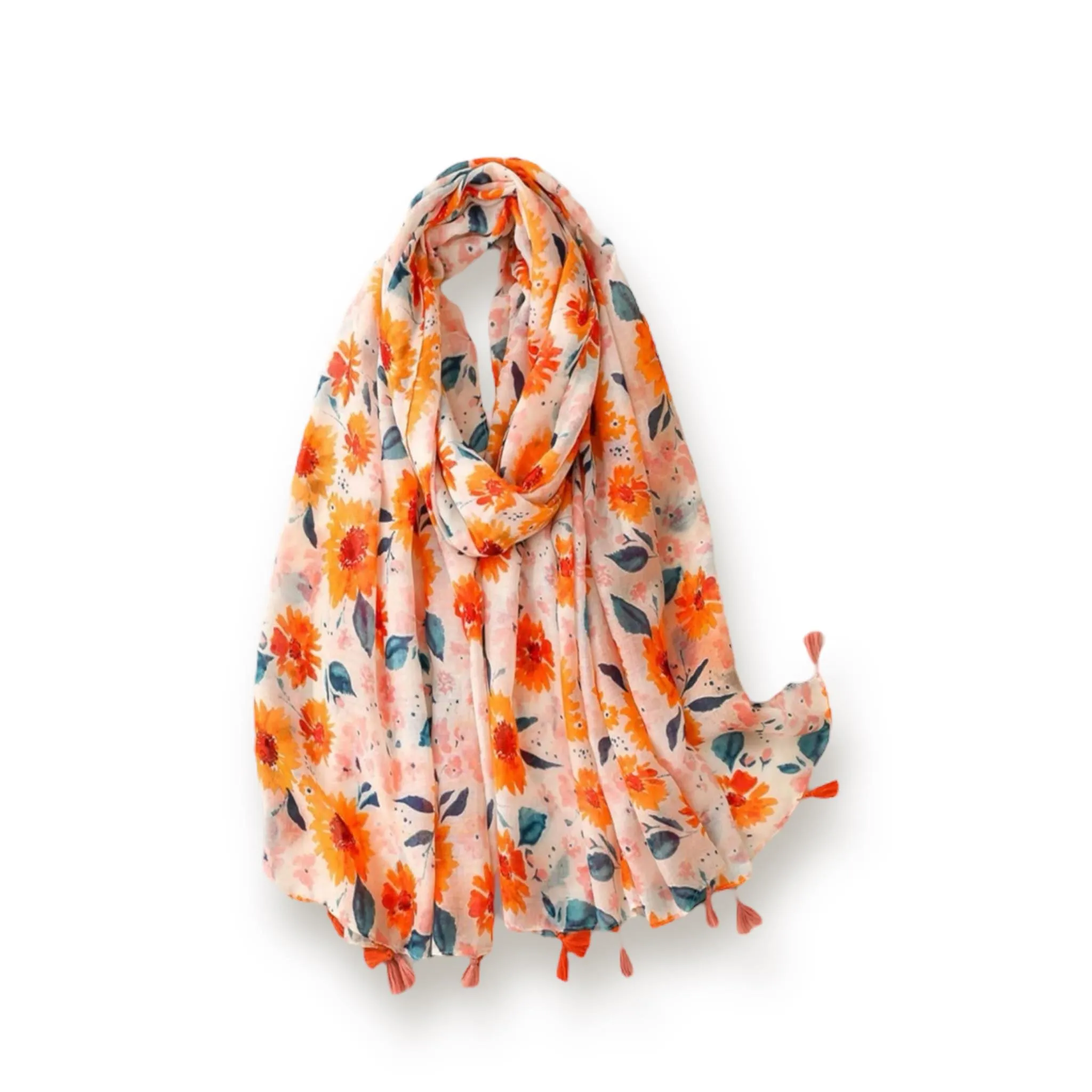 WRAP Tassel Trim Printed Scarf