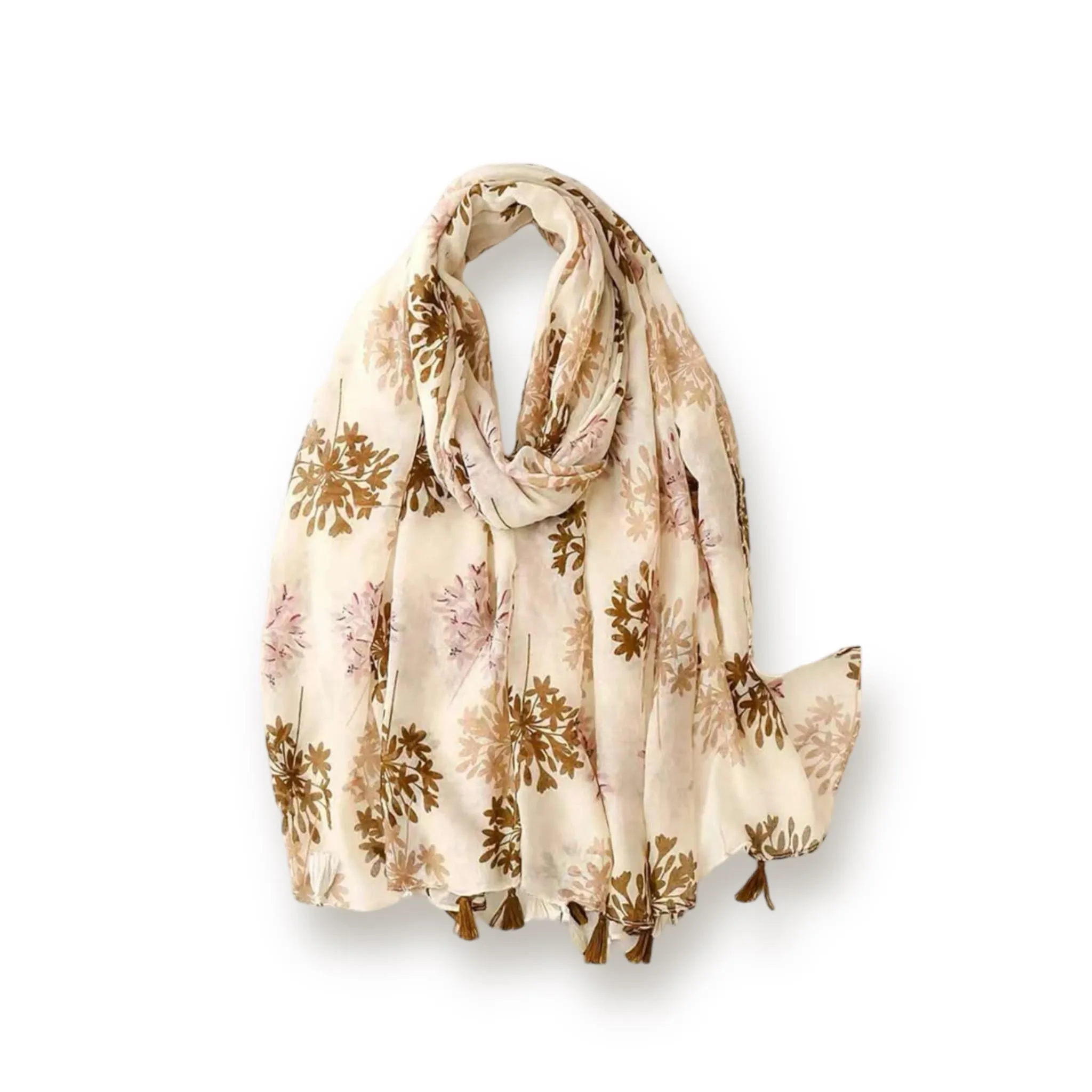 WRAP Tassel Trim Printed Scarf