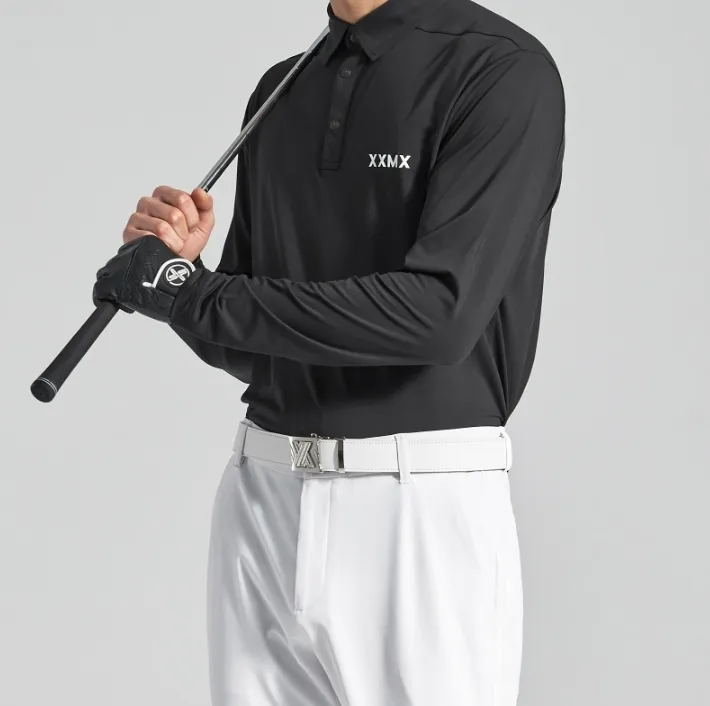 XEXYMIX  |Street Style Long Sleeves Plain Logo Polos