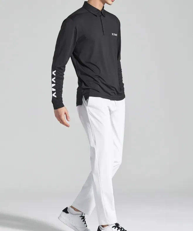 XEXYMIX  |Street Style Long Sleeves Plain Logo Polos