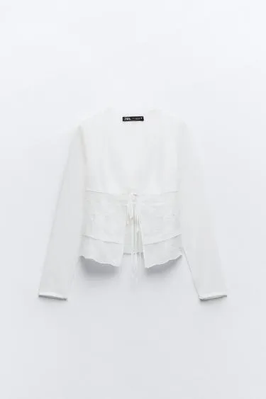 ZARA  |Casual Style Cotton Elegant Style Shirts & Blouses