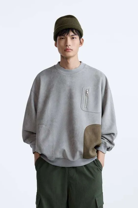 ZARA  |Long Sleeves Cotton Sweatshirts