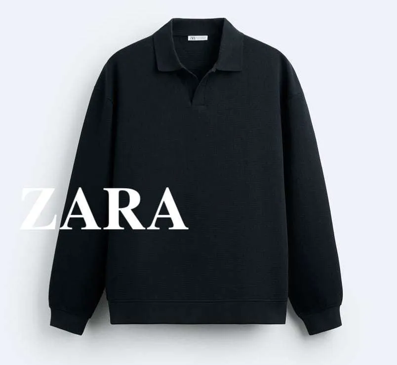 ZARA  |Long Sleeves Plain Polos