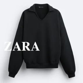 ZARA  |Long Sleeves Plain Sweatshirts