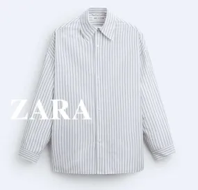 ZARA  |Stripes Long Sleeves Shirts